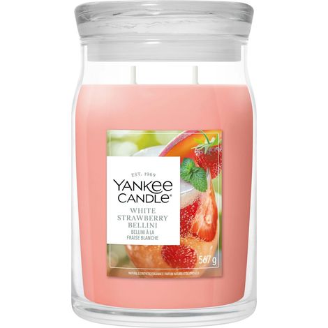 Candela White Strawberry Bellini 567g Rosa Yankee Candle