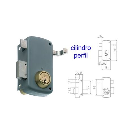 Serratura Debordante MCM 2556AP-60 Profilo Cilindro Verniciato Destro