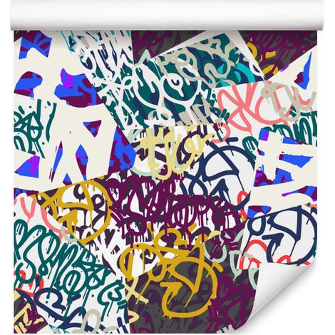 Elegante carta da parati con graffiti per soggiorno e camera da letto, 50x1000 cm (1/5)