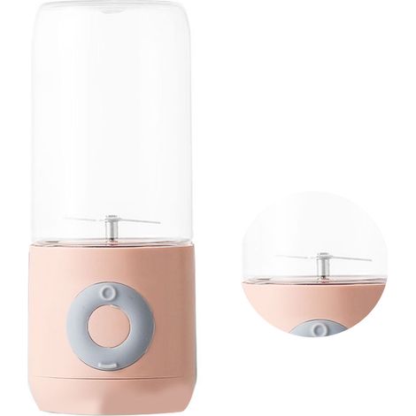 Tragbarer Standmixer mit 6 Klingen, USB-aufladbar, Fruchtmixer, Entsafter und Becherformer für Küche und Garten, Pink (1/5)