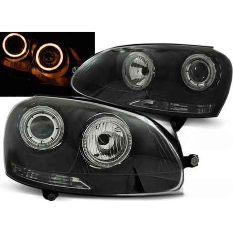 Paire de feux phares VW Golf 5 de 2003 a 2009 angel eyes noir-27361942 (1/2)