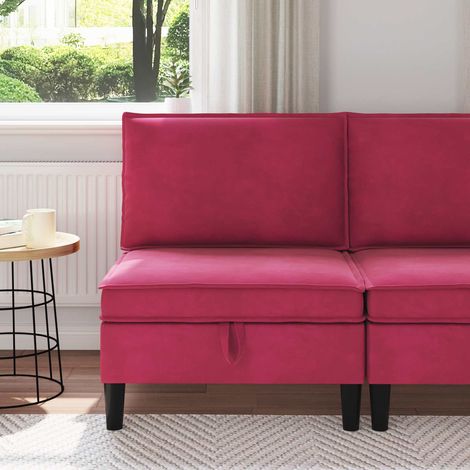 Canapé d’angle 1 place avec rangement en velours bordeaux, 70 x 70 x 82 cm, 15.3kg - PANGIVO (1/5)