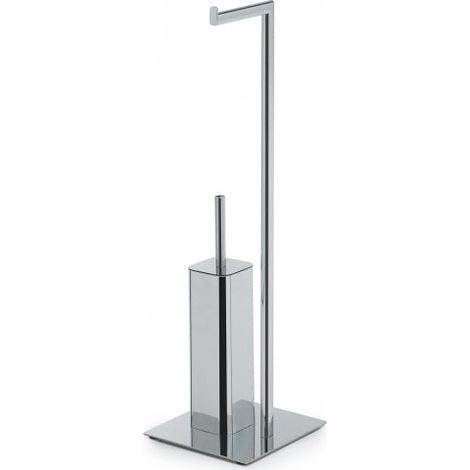 Gedy - Piantana con porta rotolo e porta scopino WC cromato (1/2)