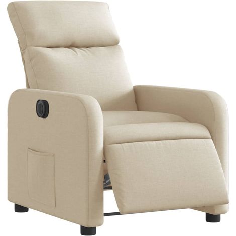 Poltrona relax TV con comodissima funzione reclinabile elettrica in tessuto crema DEC028277