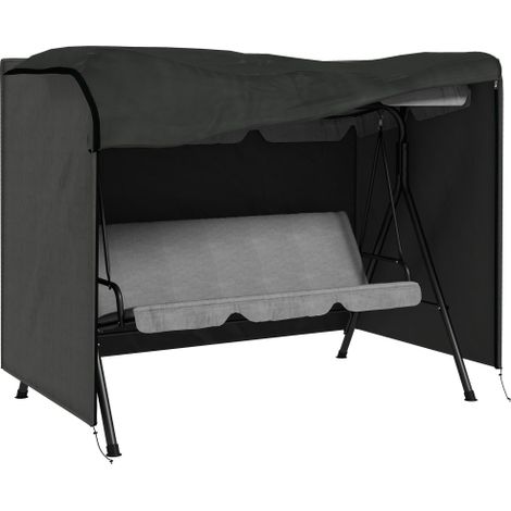 Hollywoodschaukel Abdeckung 3 Sitzer, Wasserabweisend Winterfest Schutzhülle für Gartenschaukel, UV-Beständig Abdeckplane, Abdeckhaube, Reißfest 600D Oxford Gewebe, 205x124x164cm Dunkelgrau 
On-Site