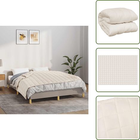 The Living Store Coperta Ponderata Crema Chiaro 150x200 cm 11 kg Tessuto - Coperta per dormire