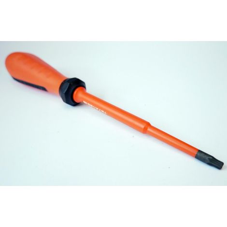 Tournevis Torx T27 5x125mm isolé 1000V orange / noir lame decolletée chromé manche bi-matière vis creuses DERANCOURT