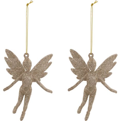 Set di 2 fate glitterate h.13cm dorate - Feeric lights & christmas