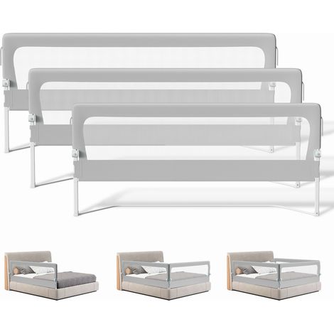 Randaco 3x Kinder Bettschutzgitter Bettgitter Kinderbettgitter Babybettgitter Klappbar Höhenverstellbar Rausfallschutz für Familienbett und Kinderbett  (2x200cm+1x150cm)