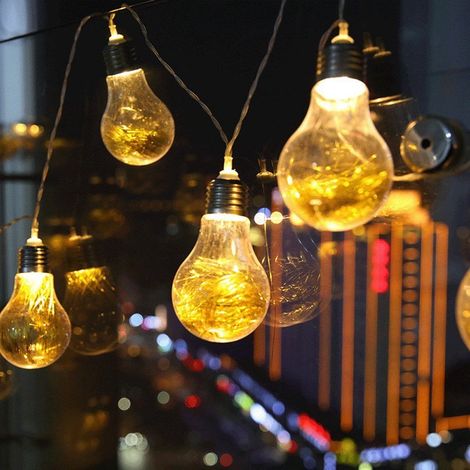 Guirlande Lumineuse À Ampoules - 15 LED - Longueur 3 M - Fil Transparent - Alimentation Sur Piles AA Ou USB - Pour Intérieur Et Extérieur (1/5)