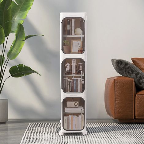 3 Tier Slim Narrow Bathroom Storage Cabinet Shelf with Wheels, Free Standing Organizer Unit, White Organiser