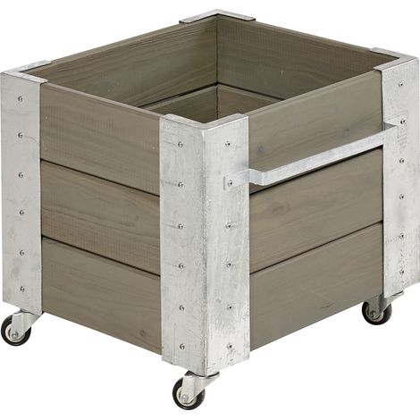 Plus Blumenkasten Cubic 47 x 50 x 47 cm graubraun mit Räder Pflanzkasten (1/3)