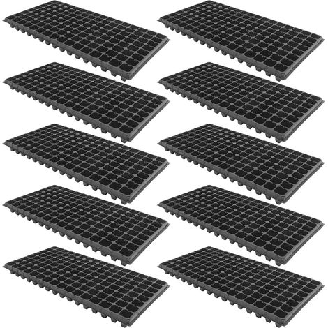 Plaque Alvéolée à Semis 128 Cellules PVC Noir, Lot de 10 (1/5)