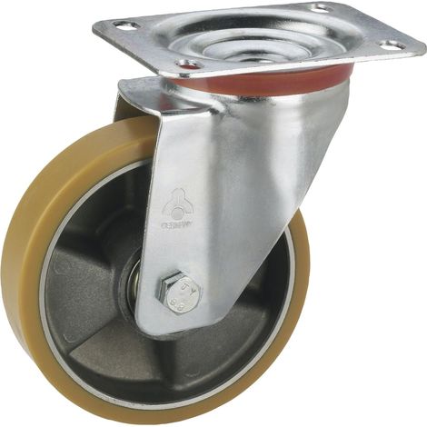 Lenkrolle Polyurethan-Rad ø 125 mm Alufelge Industrierolle Tragkraft 220 kg