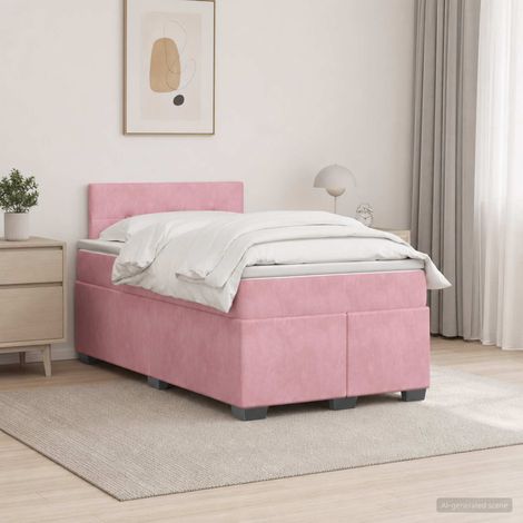 vidaXL Cama con Base Tapizada, Colchón y Luz LED Rosa 120 x 200 cm (1/5)