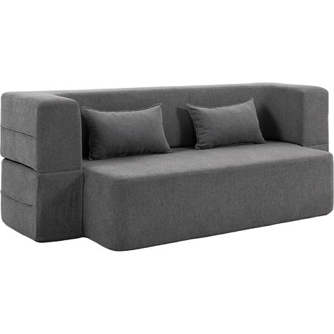 2-Sitzer-Schlafsofa aus Schaumstoff, breite Armlehnen, Belastbarkeit 360 kg, Grau