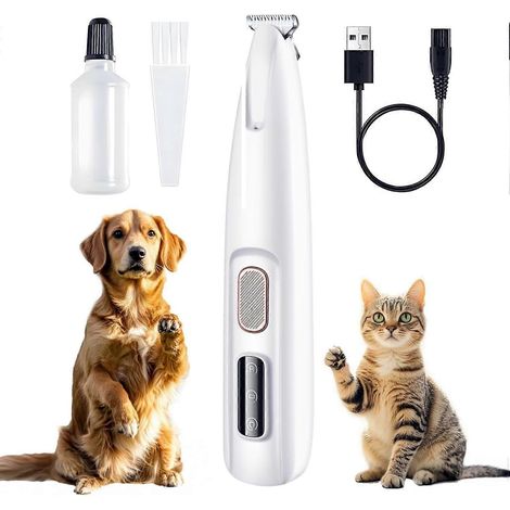 Tondeuse électrique pour poils d'animaux (chiens et chats), rechargeable par USB, silencieuse, avec lumière LED, pour une utilisation dans le cadre des soins quotidiens des animaux de compagnie.-AquaF (1/5)