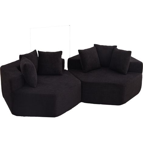 Fauteuil modulable noir en tissu chenille, 3 coussins, 43 kg MEUBLIV (1/5)