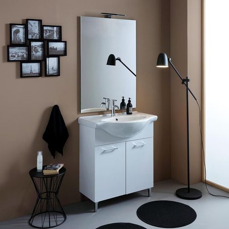 Mobile Bagno A Terra 75Cm Grigio Effetto Legno  Rimini