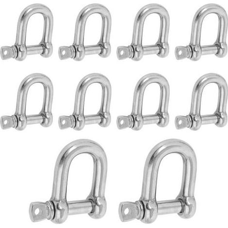 Kaelt - 10 Pièces Manille M6 Manille en Acier Inoxydable 304, Manille de Levage avec Anneau en D, Pour Marine et Fixation, Résistance à la Corrosion (1/5)