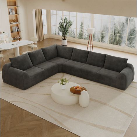 Divano 334 cm grigio scuro in ciniglia, imbottitura in schiuma ad alta elasticità (1/5)