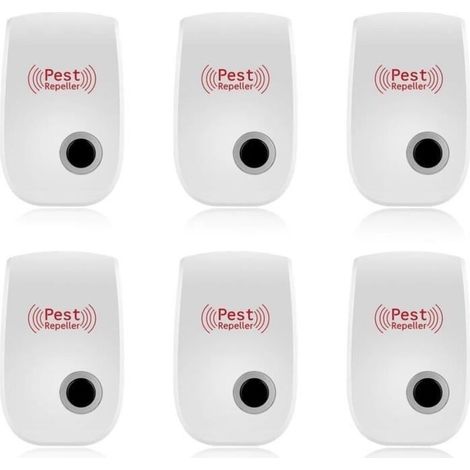 Confezione da 6 repellenti a ultrasuoni, dispositivo anti-topo a ultrasuoni, repellente elettronico per zanzare da interni, repellente per. [Q888] (1/4)