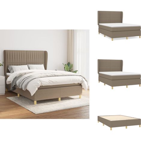 Boxspringbett mit Matratze Taupe 140x200 cm Stoff - Boxspringbett - Doppelbett - Lattenrost - Bettrahmen - Massivholzbette (1/5)