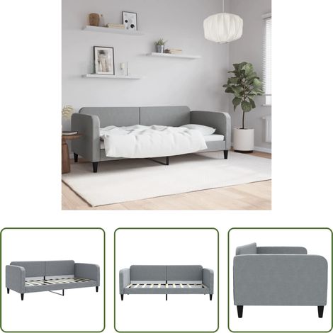 vidaXL Lit de jour - Lit de repos sans matelas gris clair 90x190 cm tissu (1/5)