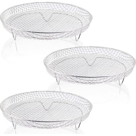 Stapelbare 8-Zoll-Kochroste für Heißluftfritteusen, hergestellt aus lebensmittelechtem Edelstahl, kompatibel mit allen 4,2 bis 5,8 Liter fassenden Heißluftfritteusen und Backöfen.