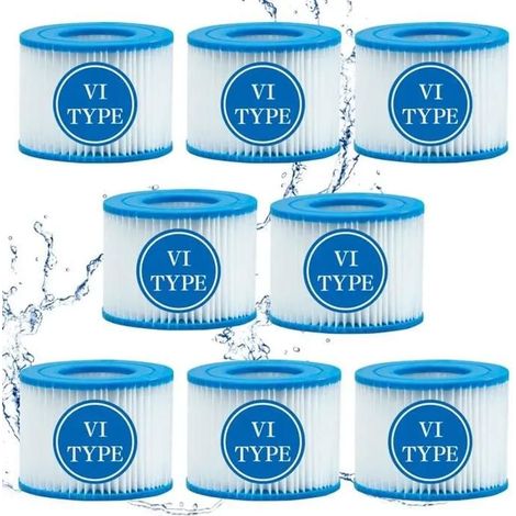 HOXILEELEOLot de 8 Filtre VI Cartouche pour Bestway Lay-Z-Spa, Filtre de Spa et de Bain à remous Type VI pour filtres Coleman SaluSpa (1/5)