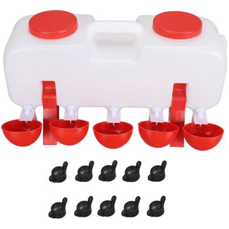 BUNTHAUS Abreuvoir à poulet 10L, grande capacité, remplissage par le haut, distributeur d'eau pour volaille avec 10 tasses d'eau pour canard et oie, Semi-automatique (1/5)