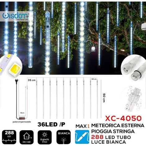 Trade Shop - WEIHNACHTSLICHTVORHANG 288 LED REGEN METEORISCHER EFFEKT WEISSES LICHT XC-4050 -