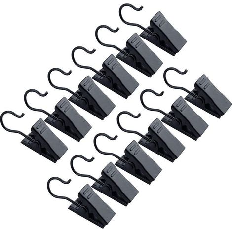 30 Pcs Curtain Clips, Black Metal Hook Curtain Clips for Hanging Curtains, Shower Curtains, Paintings, Photos, Decorations (1/4)