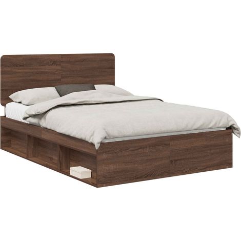Estructura de cama con cabecera Roble Marrón 140 x 200 cm vidaXL