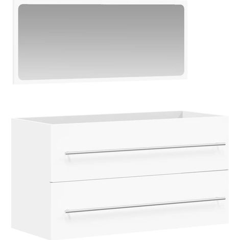 Armoire de salle de bain avec miroir blanc bois d'ingénierie (1/5)