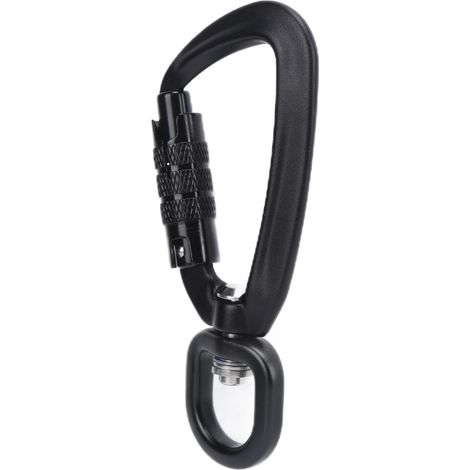 Mousqueton à verrouillage automatique et rotation à 360° - Accessoire pour laisses de chien, hamacs et sacs à dos - Noir (1/5)