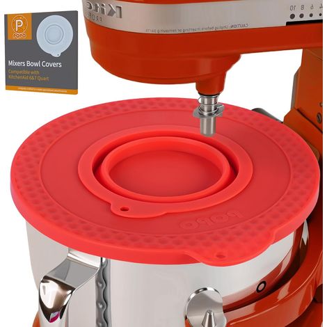 Couvercle en silicone pour bol mélangeur compatible avec les batteurs sur socle 6-7 Quart Bowl-Lift, couvercle pour bol mélangeur anti-poussière et anti-éclaboussures (rouge) (1/5)
