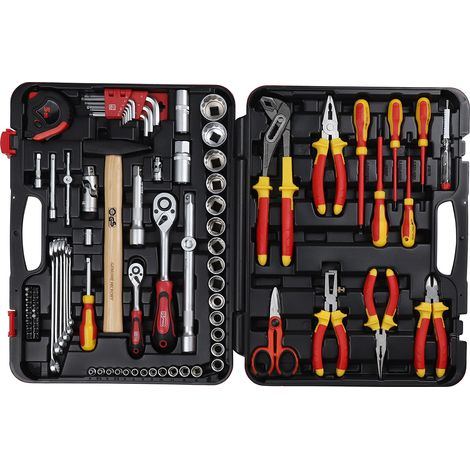 Rs Pro – Coffret multi-outils électricien 88 pièces – Malette de rangement – Outils homologués VDE pour travaux électriques – Résistant aux chocs (1/5)