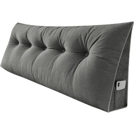 Oreiller Triangulaire en Lin Et Coton, 160x20x50cm Grand Coussin De Chevet en Coton, Oreiller De TêTe De Lit Amovible, pour Canapé-Lit (1/5)
