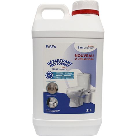 SFA – Détartrant nettoyant spécial SANIBROYEUR 2 L – Améliore les propriétés de pompage – Inoffensif pour fosses septiques – Testé en laboratoire
