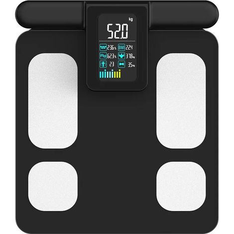 (Noir, poids maximum 180 kg) Balance corporelle, 8 électrodes pour une haute précision, adaptée à la mesure de l'IMC et de la composition corporelle. (1/5)