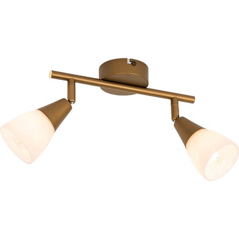 QAZQA madi - Spot plafond, plafonnier - 2 lumière - L 25 cm - Doré - Classique/Antique - éclairage intérieur - Salon I Chambre I Cuisine I Salle à manger