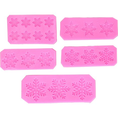 Moules à flocons de neige en Silicone, sans visqueux, 5 formes différentes, flexibles, faciles à utiliser, pour le bricolage, 5 pièces (1/5)