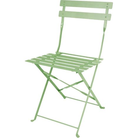 Lot de 2 chaises de terrasse pliantes assise (H)440 mm, en acier thermolaqué vert clair (1/5)