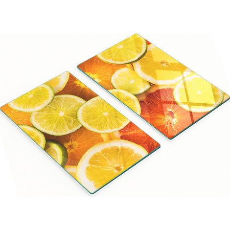 Tablas de cortar de cristal para cocina con estampado de c铆tricos, 2 x 30 x 52 cm.