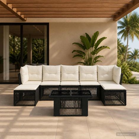 vidaXL Set Divano da Giardino 8 pz Nero polyrattan (1/5)