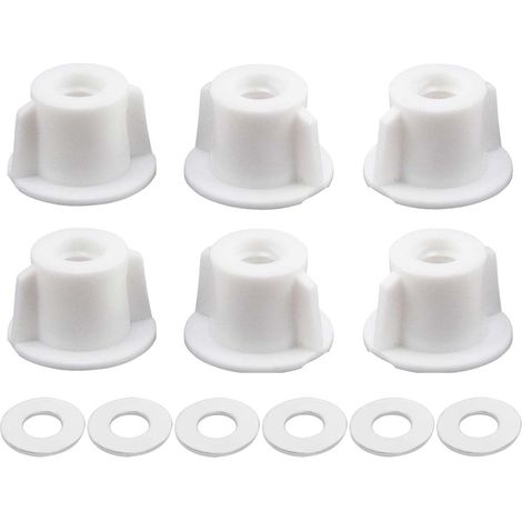 Lot de 6 écrous arrière pour siège de toilette - Fixation inférieure M6 - Pièces de rechange WC - Installation facile (1/5)