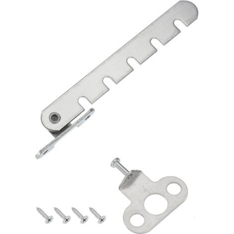 Loquet de sécurité pour fenêtre, 1 pièce, avec barre réglable, avec 5 fentes, pour fenêtres ouvrant vers l'intérieur, argenté (44 mm). (1/5)