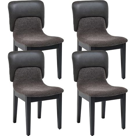 Wahson Set 4 Sedie Cucina Imbottite in PU con Struttura in Legno, Grigio