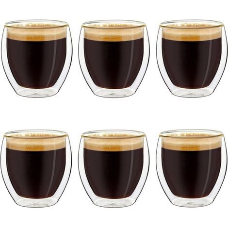 Verres à expresso à double paroi, lot de 6 100 ml, tasses à moka, verres thermiques à effet flottant (1/5)